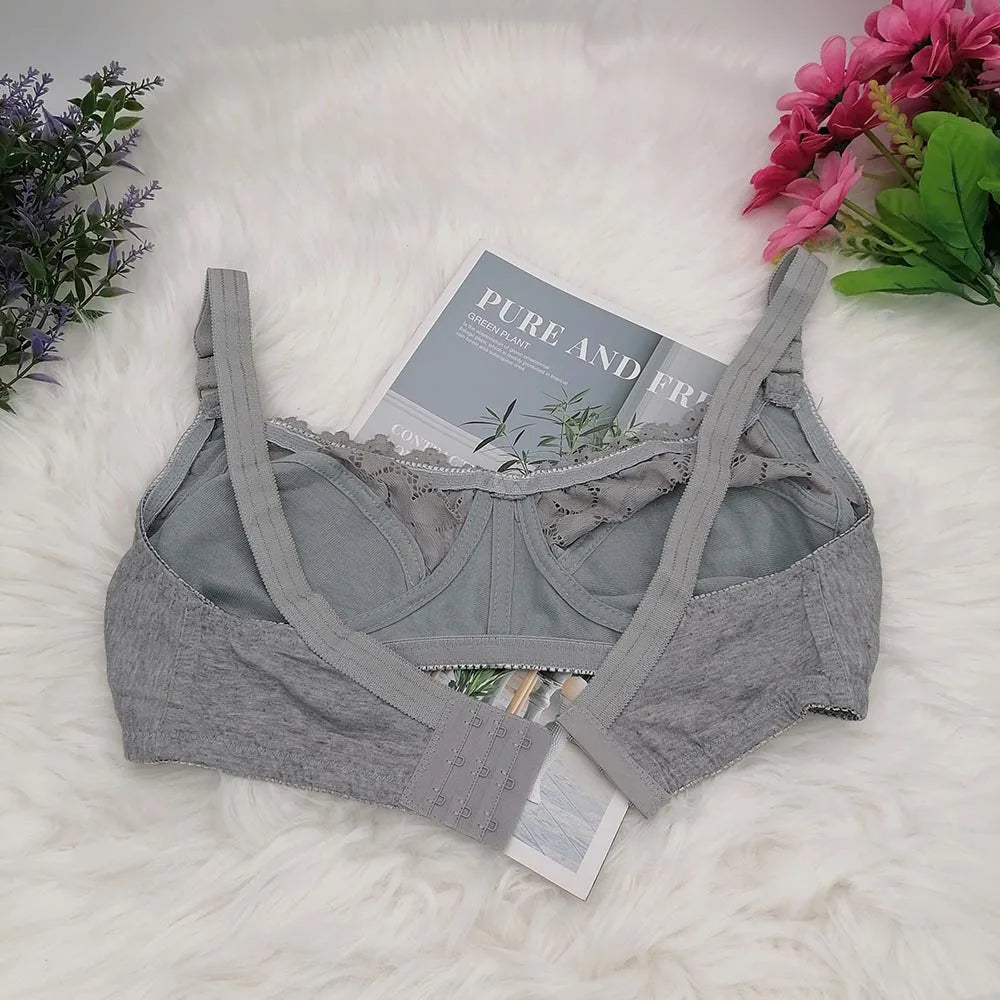 Transparent Summer New Wireless Bras For Women Comfortable Underwear Breathable sexy lace Lingerie Plus Size 34-44 C D Cup C31