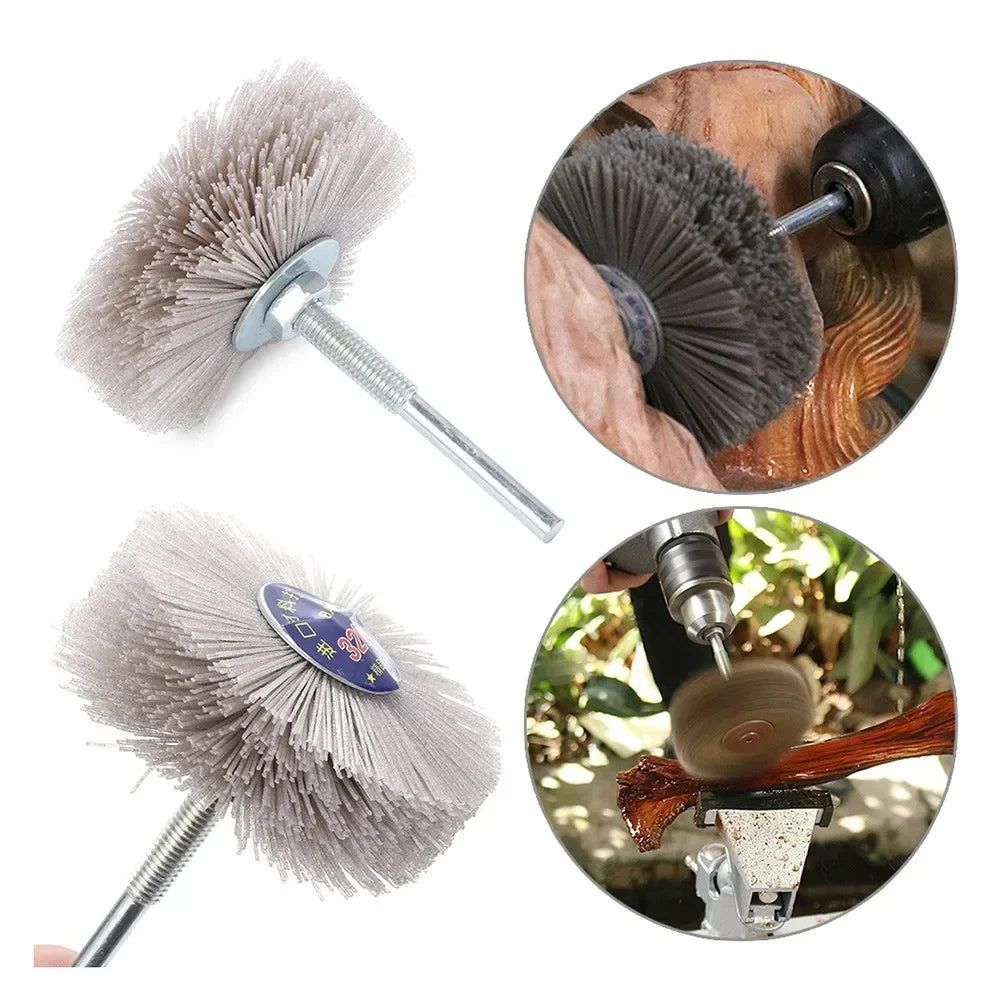 80mm Grinding Wheel Brush Nylon Polishing Abrasive Rotary Woodwork Metal Stone Head Grinder Polishing Brush 80-600 Grit