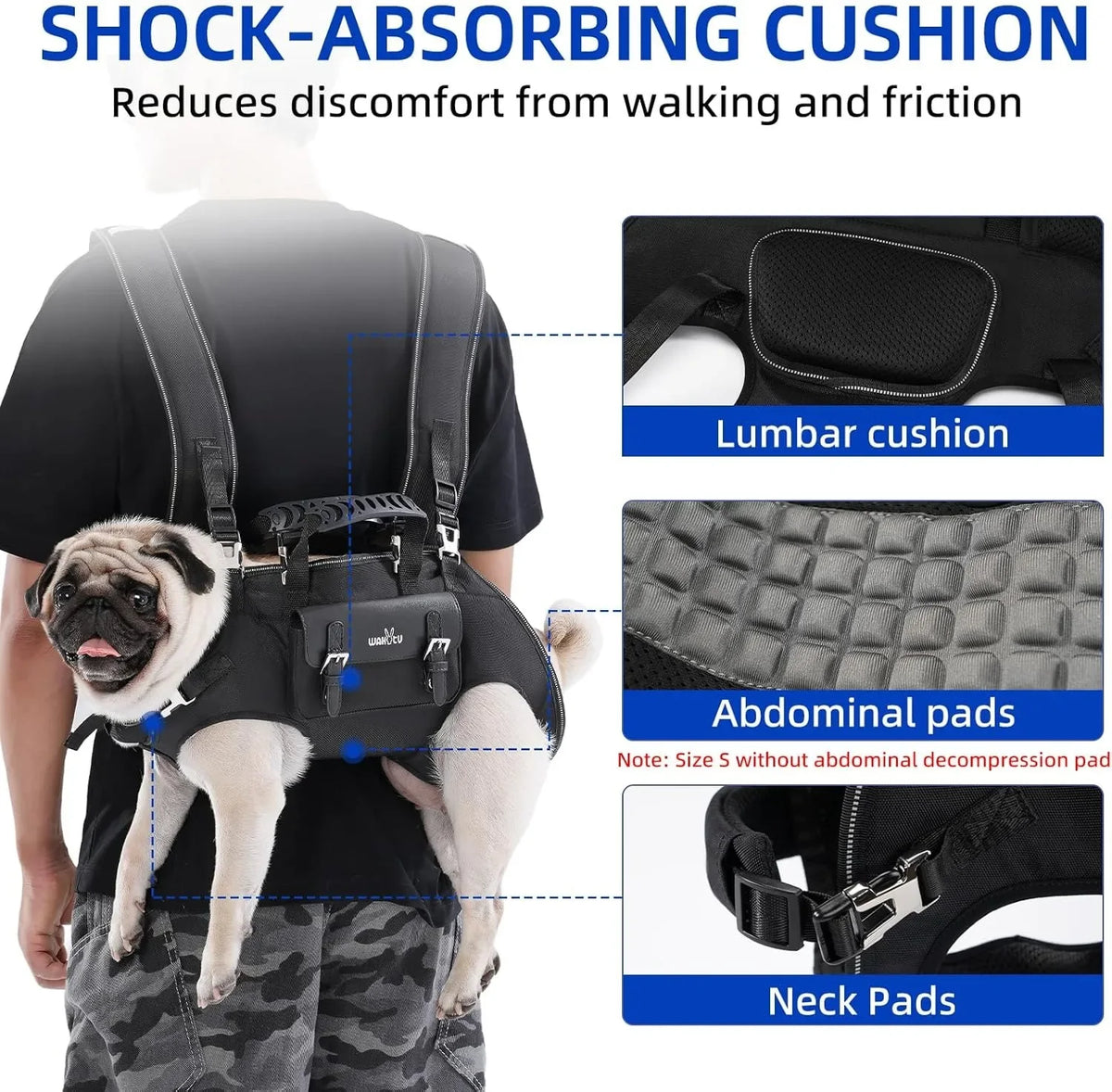 Dog Backpack Carrier for Dogs,Dog Lift Harness,Adjustable Padded Breathable Straps for Dogs, Disabled, Joint Injuries, Arthritis