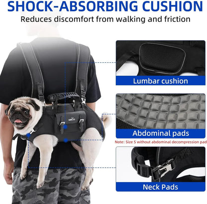 Dog Backpack Carrier for Dogs,Dog Lift Harness,Adjustable Padded Breathable Straps for Dogs, Disabled, Joint Injuries, Arthritis