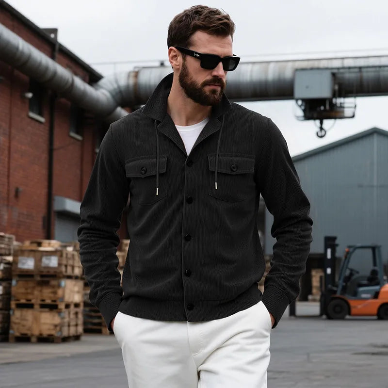 Autumn Winter New Corduroy Jacket Coat Turn-Down Collar American Retro Multi-Pocket Workwear Jacket for Men