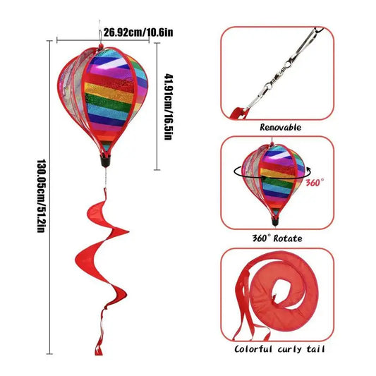 Hot Air Balloon Decor 3X Air Balloon Wind Spinner Outdoor Decoration Windsock Ornament For Holiday Garden Patio Wedding
