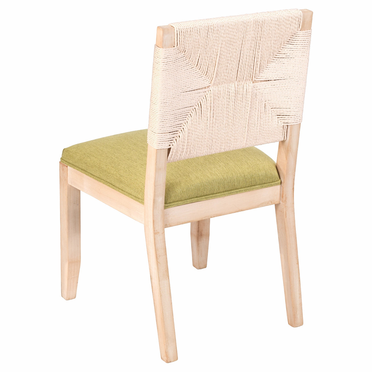 Dining Chairs Set of 2 with Woven Rope Backs and Linen Seats, French