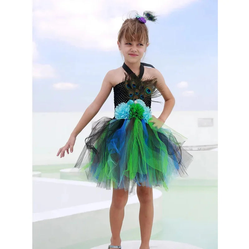 Cosplay Anime Peacock Princess Tutu Dress Girls Anime Cosplay Christmas Costume Happay Purim Birthday Party Dresses Hallowe 72th