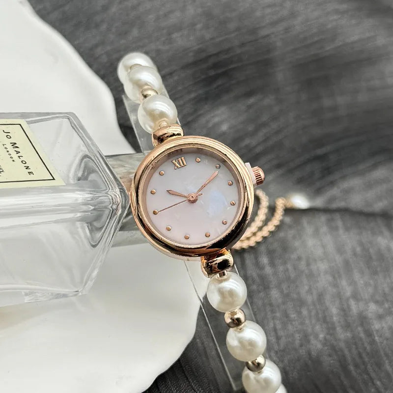 Luxury Adjustable Pearl Bracelet Quartz Watch for Women High-End Light Luxury Niche Market Elegant Timepiece can be customized