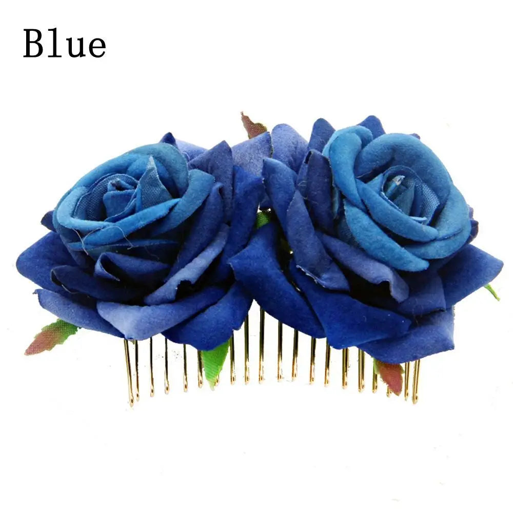 Flower Hair Comb Elegant Bridal Crystal Hair Ornaments Rustic Wedding Floral Women Flower Leaf Hair Comb Brides Hair Accessories