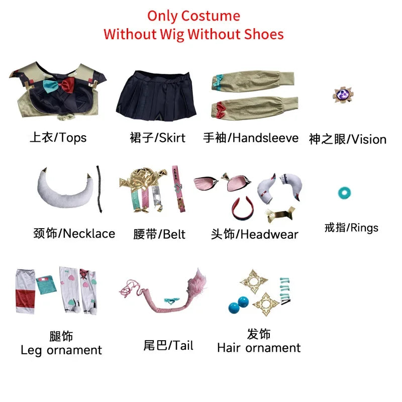 Natlan Varesa Cosplay Costume Wig Hair Game Varesa Cosplay Shoes for Women Role Play Comic Con Carnival Outfits