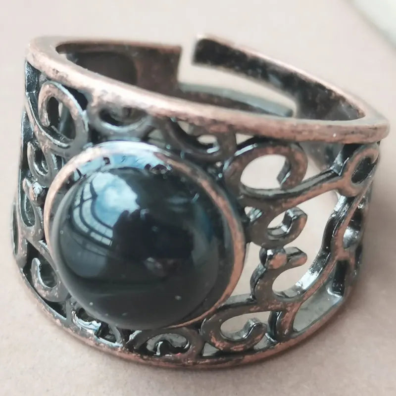 Aventurine Malachite Tiger Eye Crystal Lapis Lazuli Howlite Carnelian Goldstone Opal Unakite Sand Jaspe Bead Ring PWB1230