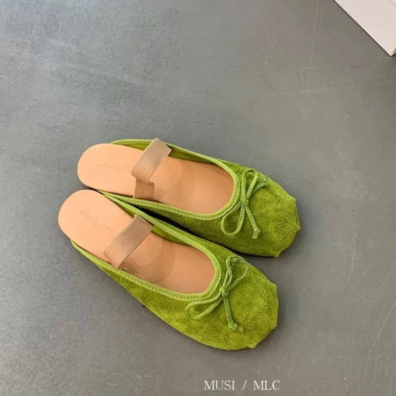 SUOJIALUN 2025 Autumn Women New Brand Slipper Fashion Round Toe Slip On Ladies Elegant Mules Shoes Soft Flat Heel Dress Slides S