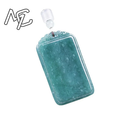 Natural Jade Blue Water Peace Nothing Happens Plaque Pendant Necklace Charm Jadeite Jewelry Fashion Amulet Gifts Certificate