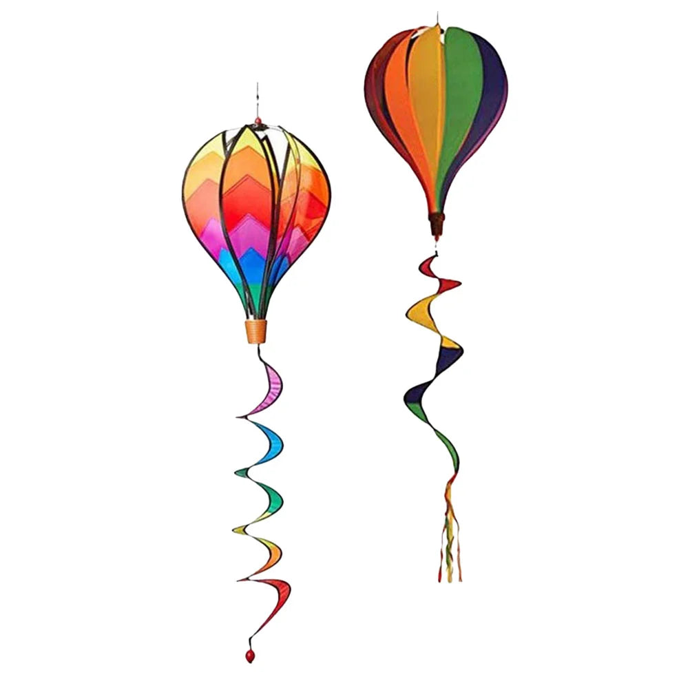 2pcs Hot Air Balloon Windmill Decors Garden Spinners Outdoor Layout Pendants Spiral Balloon Yard Decorations Wind Socks Spinners