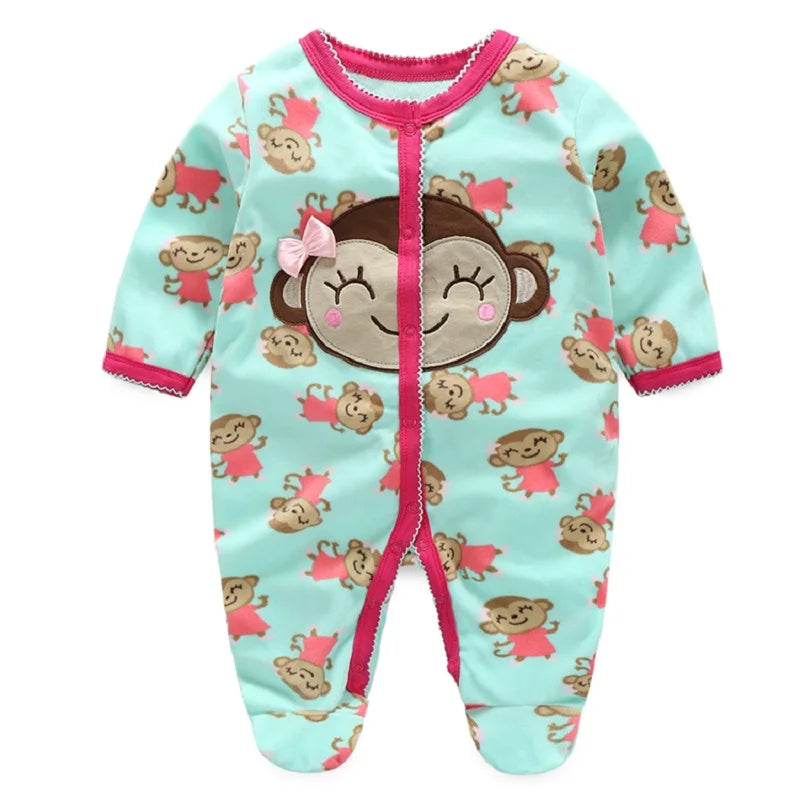 Fleece Baby One-Piece Romper With Footies bodysuits newborn sleepwear girl jumpsuit boy pajamas overalls cotton clothes