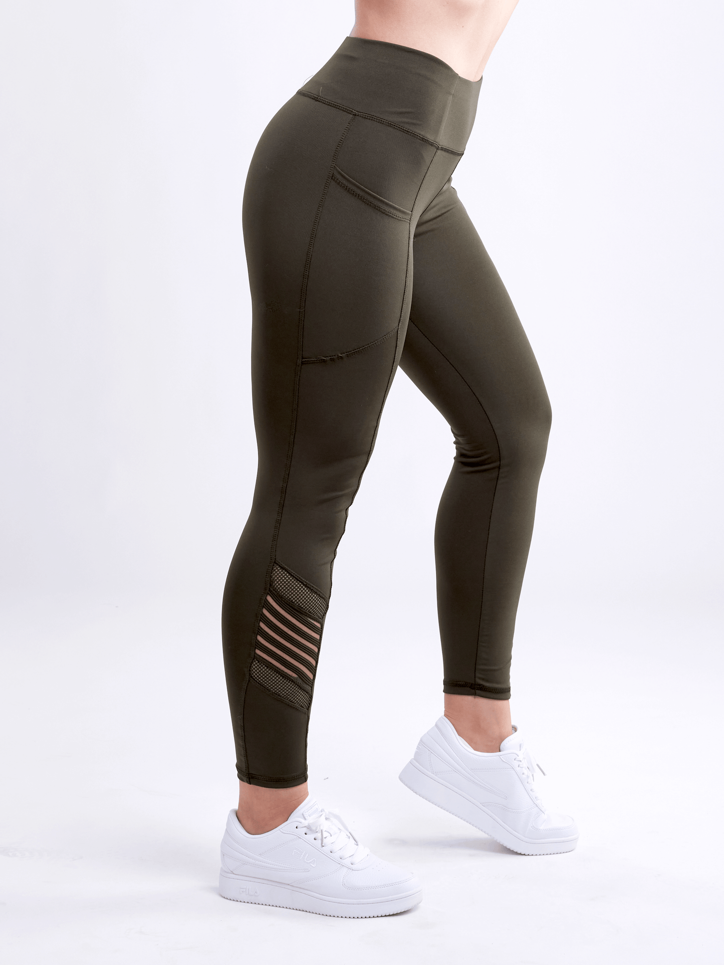 JupiterGear High-Waisted Pilates Leggings with Side Pockets & Mesh Pan