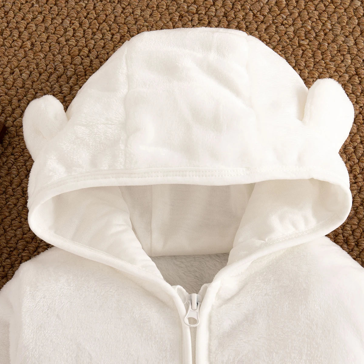 Autumn Winter Baby Girl Plush Coat Simple Zipper Hooded Long Sleeved Cotton Coat Girl Outward Keep Warm Clothes