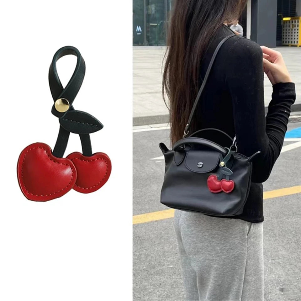 Yupsk Cute 3D Peach Heart Cherry Car Key Chains Red Pink Love Versatile Bag Pendant Key Chains For Women Girls