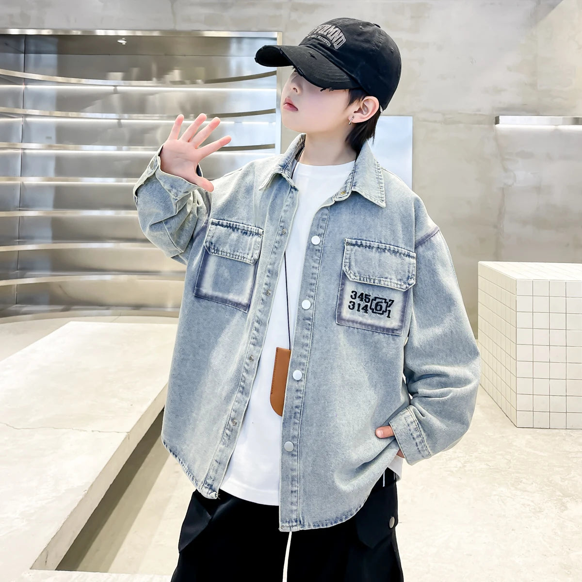 New Spring Autumn Kids Boys Denim Jacket Clothes Children Wear Casual Clothing Loose Style Jeans Coat 5 6 7 8 9 10 11 12 13 14 Y
