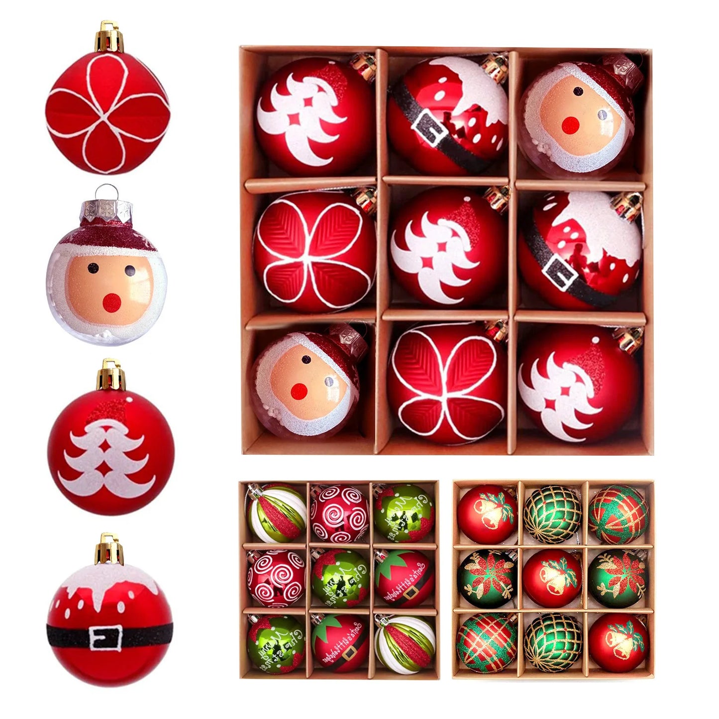 9PC Christmas Ball Christmas Tree Decoration Hanging Ball Holiday Party Decoration 6CM DIY Painted Christmas Tree Pendant