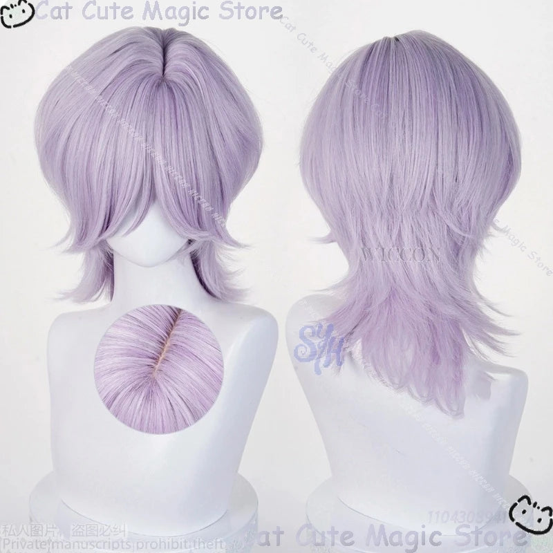 Kpop Demon Cosplay Saja Boys Mystery Hair Purple Gray Wig Heat Resistant Synthetic Hair Wigs + Wig Cap Halloween Carnival Party