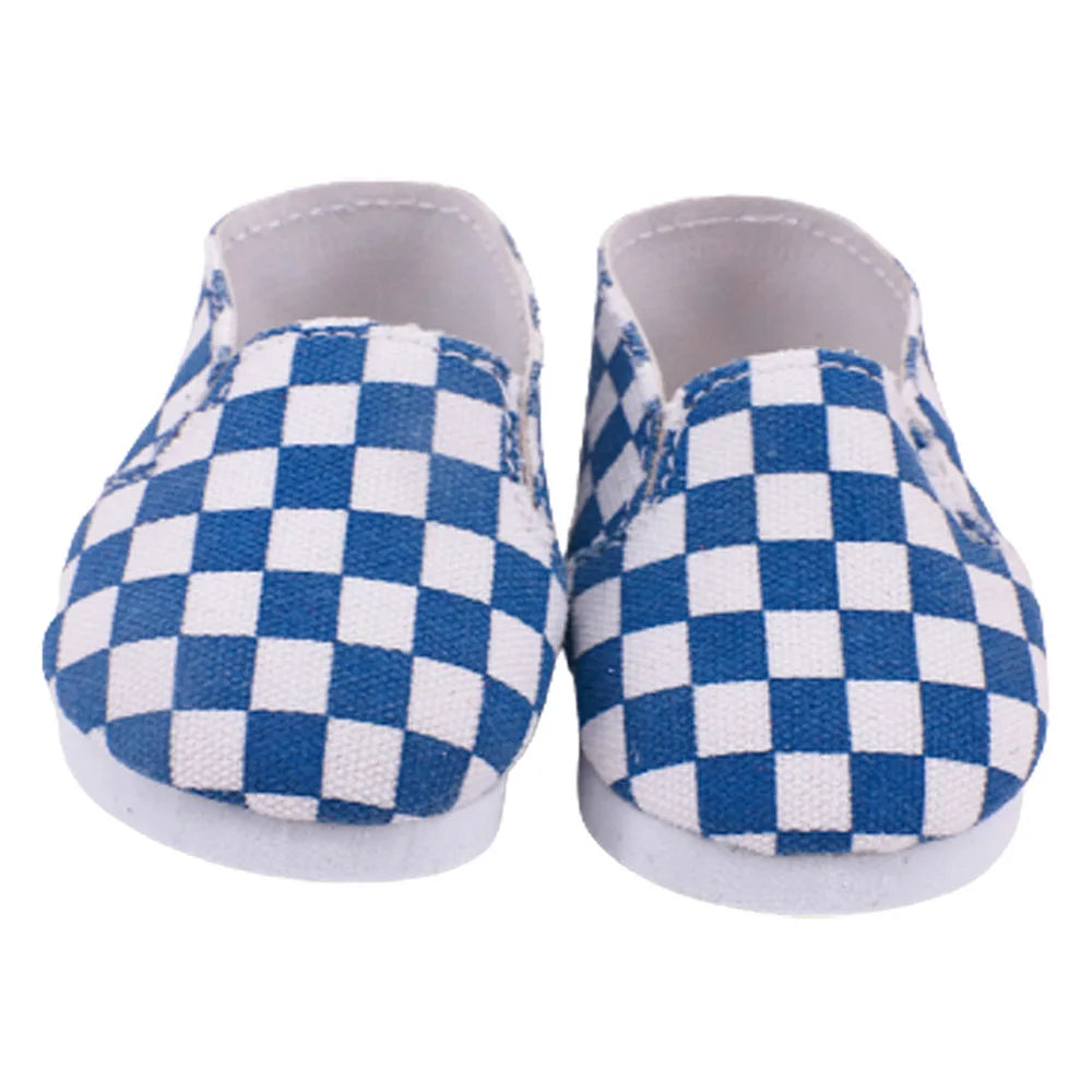 7Cm length Doll Shoes For 18 inch Girls American & 43Cm Baby New Born Doll Clothes Accessories Flowers/Bows Stamp Canvas Shoes