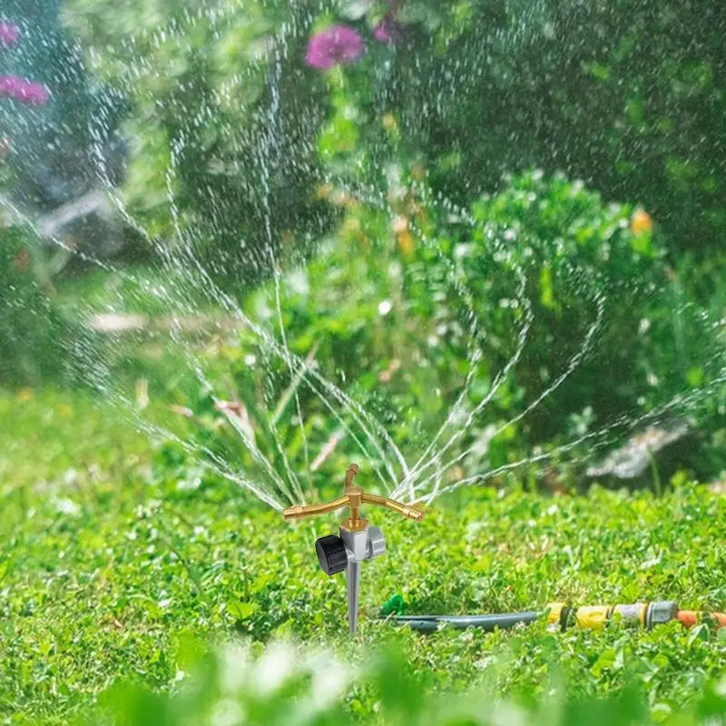 Garden Sprinkler 3-Arms Large Area Brass Waterer 360 Degree Rotating Weather-Resistant Sprinkler For Lawn Garden Farm Greenhouse