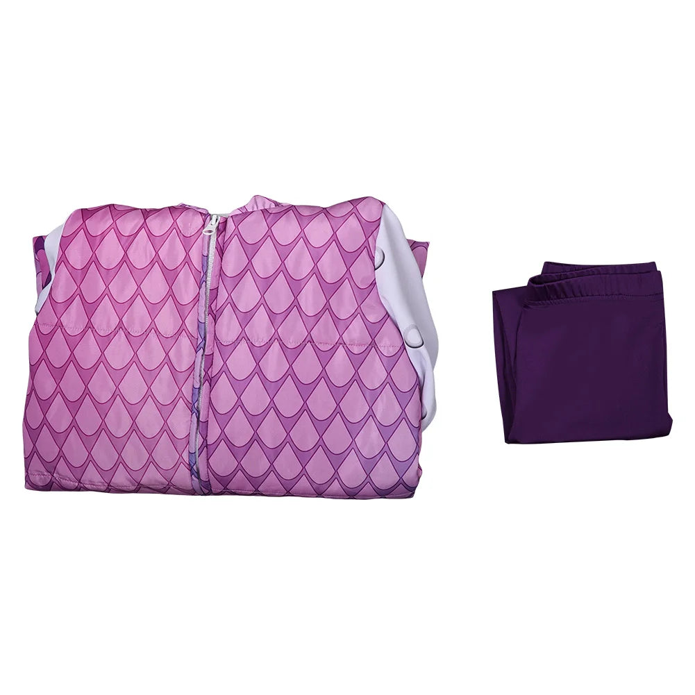 Kids Cartoon Monsters Inc Boo Cosplay Purple Costume Hooded Coat Pants Monsters Hat Girls Halloween Roleplay Outfits Party