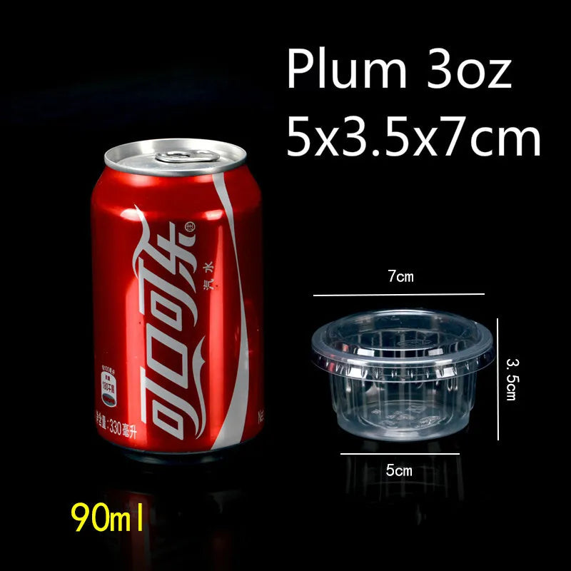 50 PCS Pudding Cup With Lid Disposable Plastic Cups Sauce Baking Jelly Dessert Cups Wedding Small Mini Party Set Cup Bowl Box