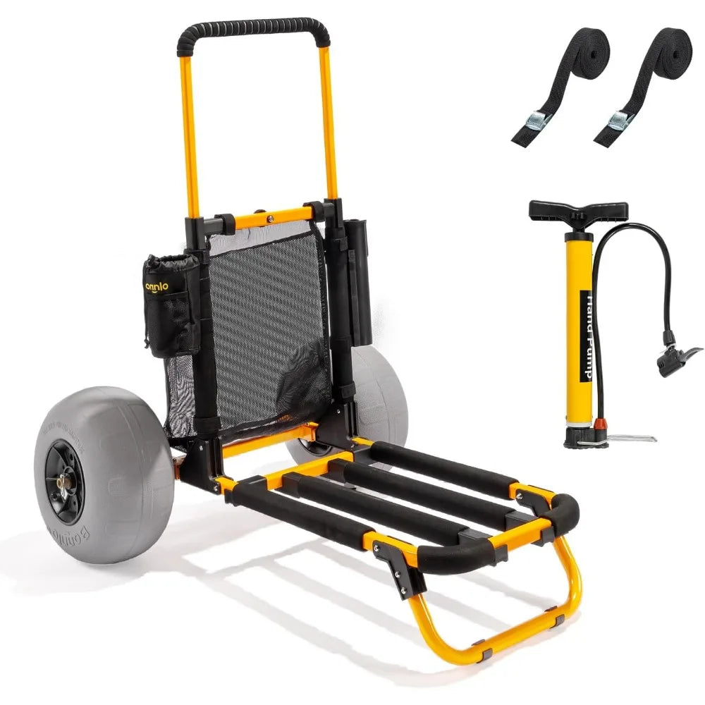 Beach Fishing Cart, Beach Wagon Trolley With 12" Big Balloon Wheels For Sand Foldable Beach Trailer With 23" X 15" Cargo