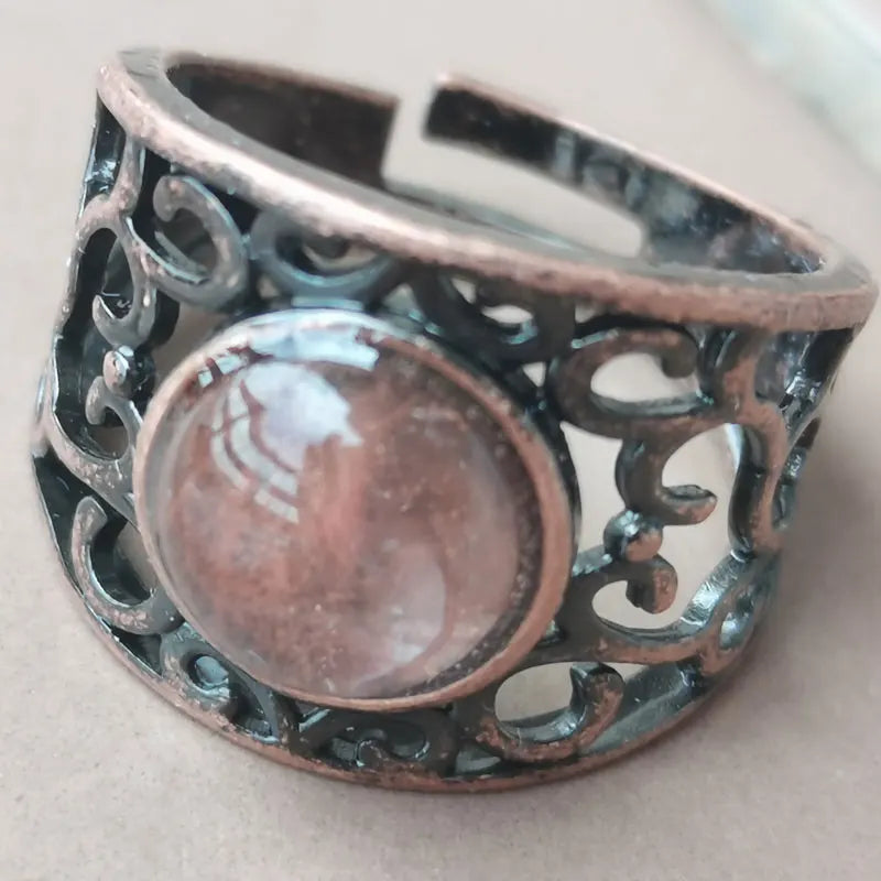 Aventurine Malachite Tiger Eye Crystal Lapis Lazuli Howlite Carnelian Goldstone Opal Unakite Sand Jaspe Bead Ring PWB1230