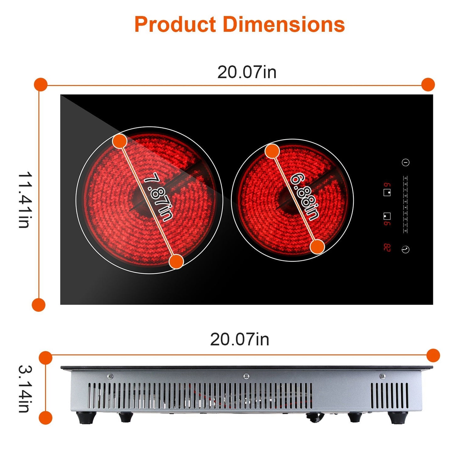 1Pc Dual Induction Burners Electric Cooktop 110V Total 1900W Electric