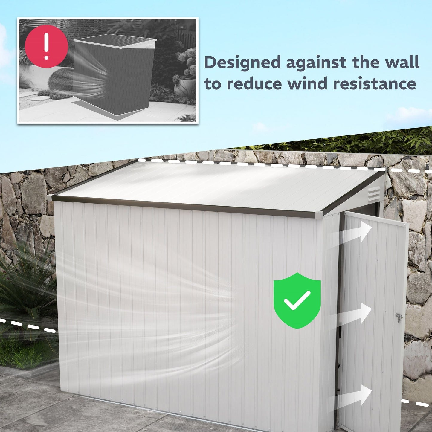 Metal Garden Shed 4x8 ft Lean-to Outdoor Tool House with Lockable Door