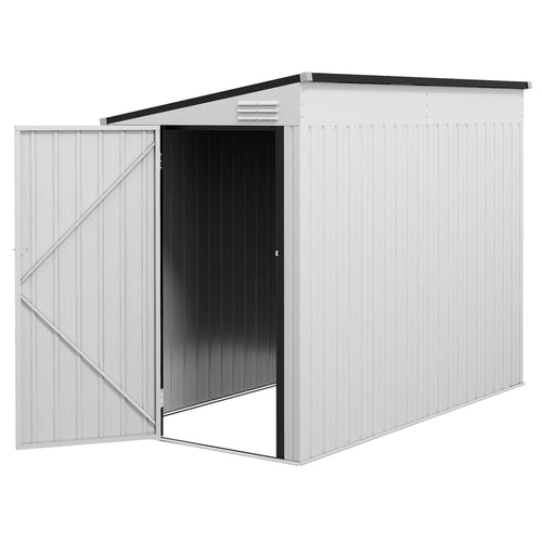 Metal Garden Shed 4x8 ft Lean-to Outdoor Tool House with Lockable Door