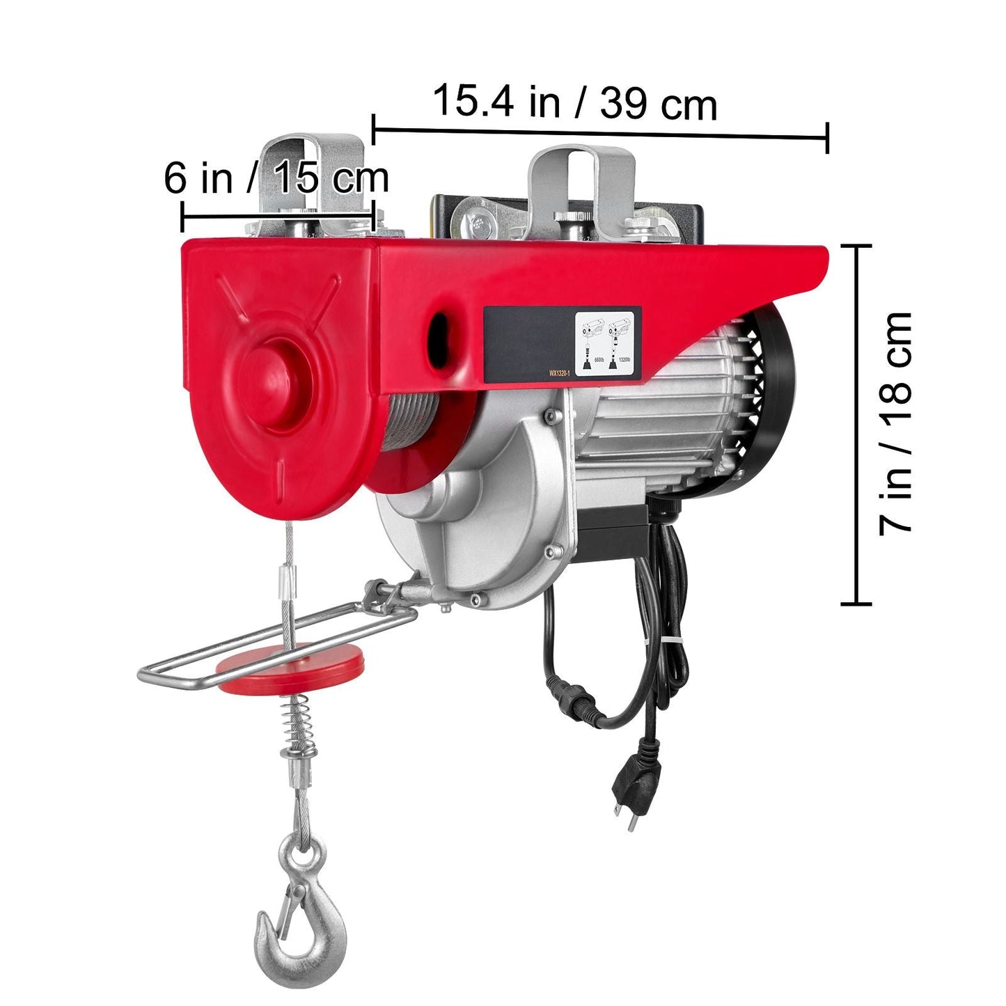 Electric Hoist, 1320 lbs Lifting Capacity, 1150W 110V Electric Steel