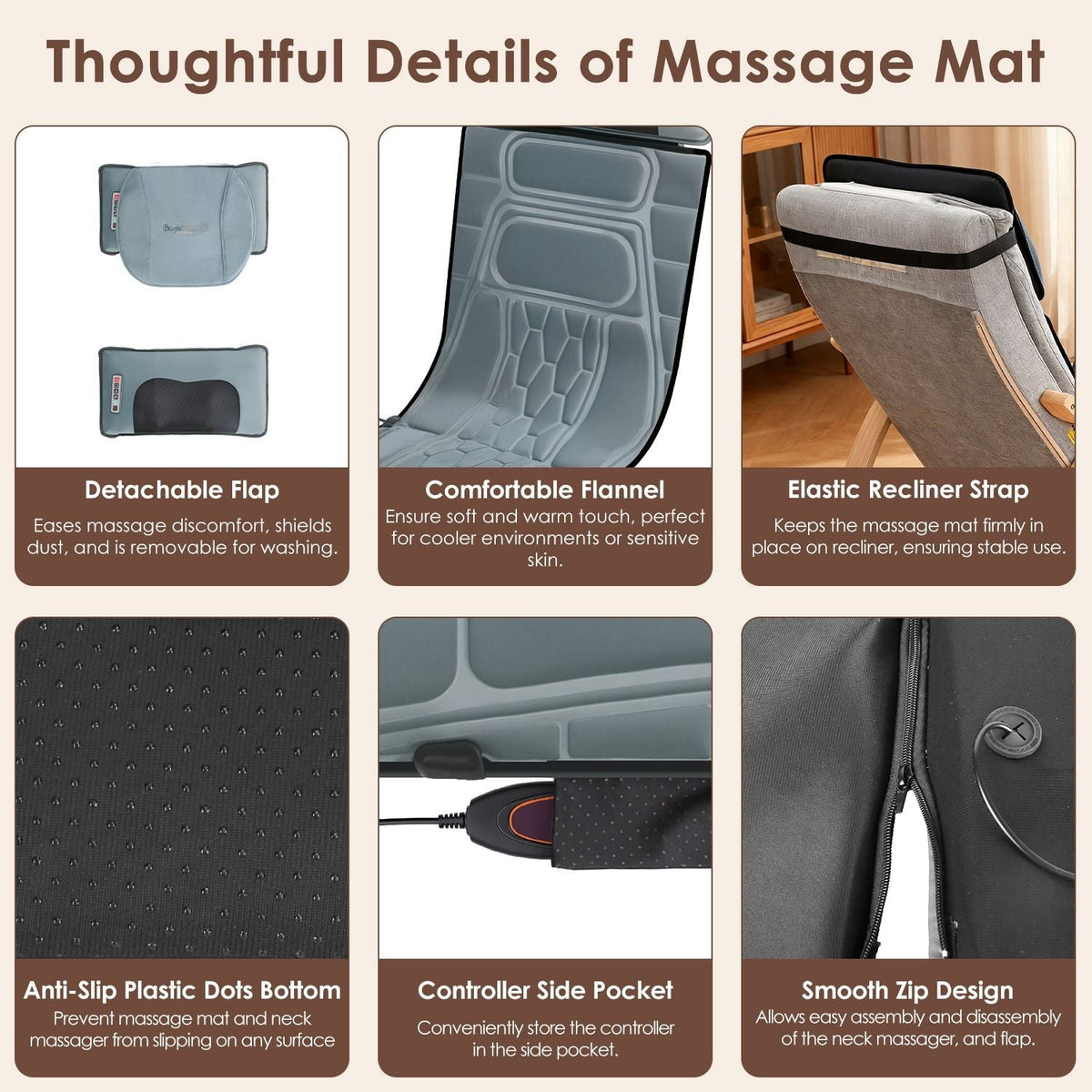 Flannel / PU Material Options - 1 Pc Full Body Massage Mat