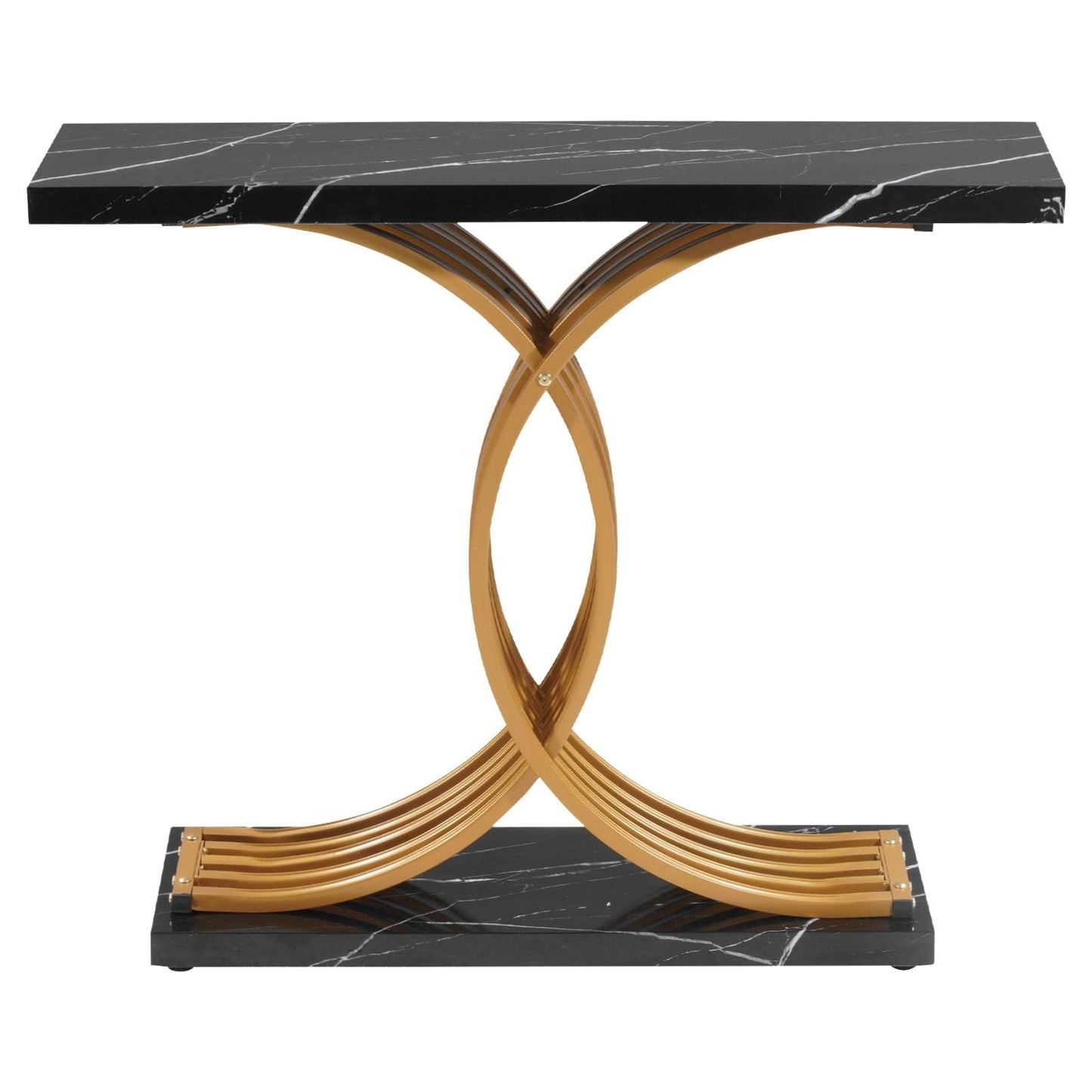 39 in Gold Console Table, Modern Desk Behind the Couch, Wood Rectangle