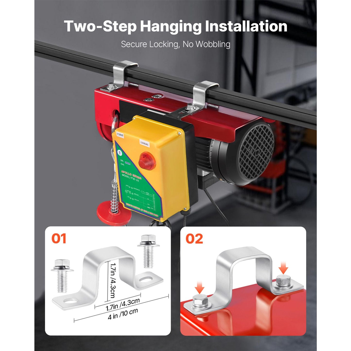 Electric Hoist, 1320 lbs Lifting Capacity, 1150W 110V Electric Steel