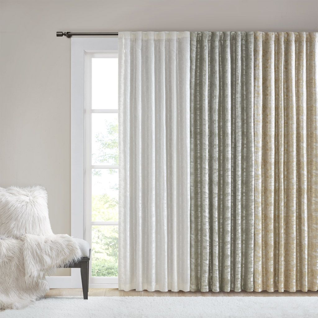 Jacquard Lined Total Blackout Rod Pocket/Back Tab Curtain Panel(Only 1