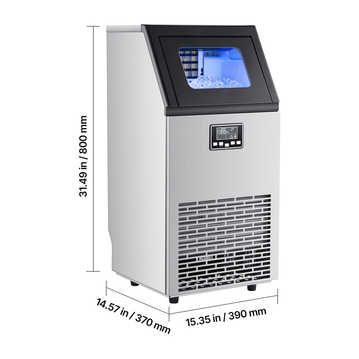 Commercial Ice Maker Machine, 100 lbs/24h with 28Lbs Storage, 45 Cubes
