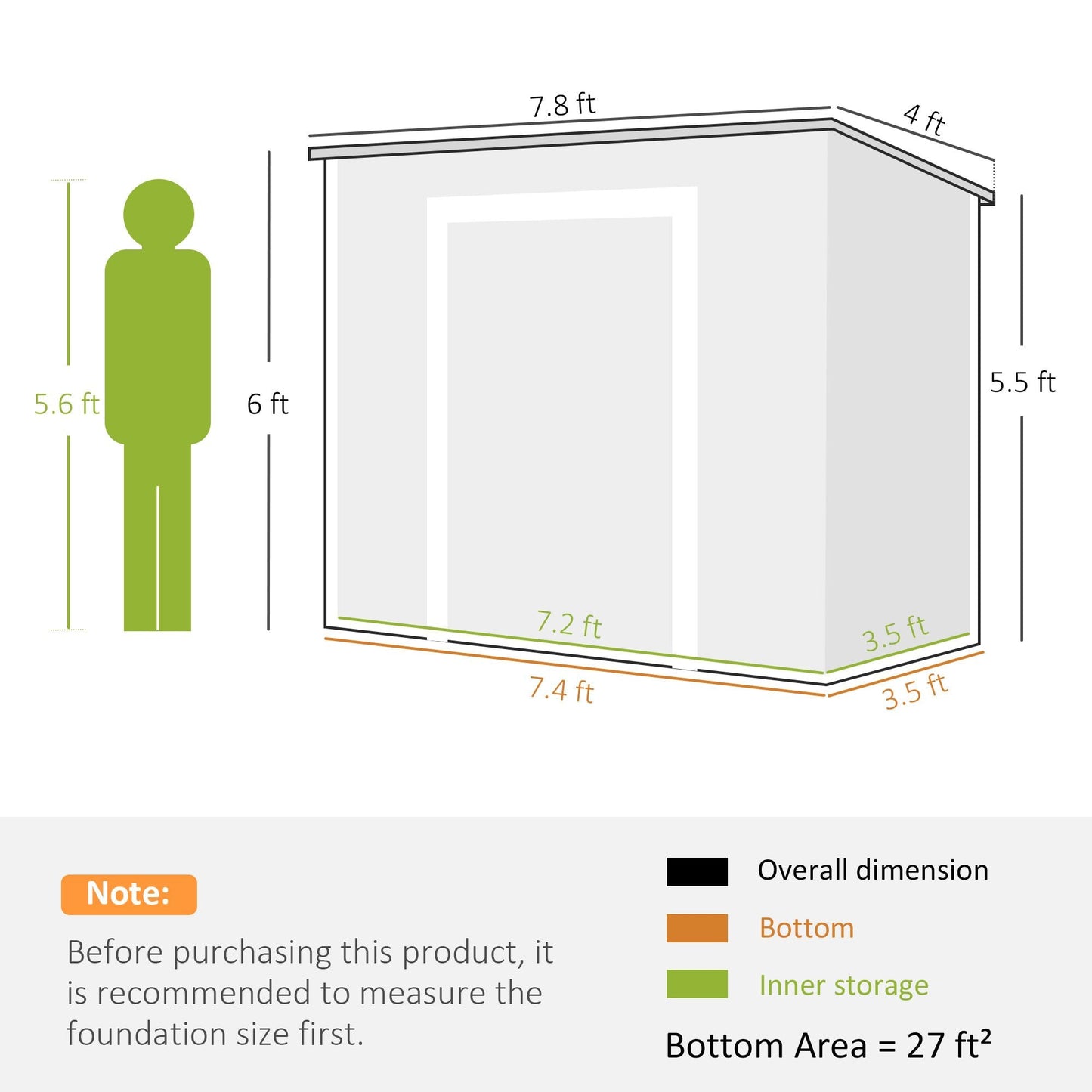 8' x 4' Plastic Outdoor Storage Shed with Floor, Window, Lockable