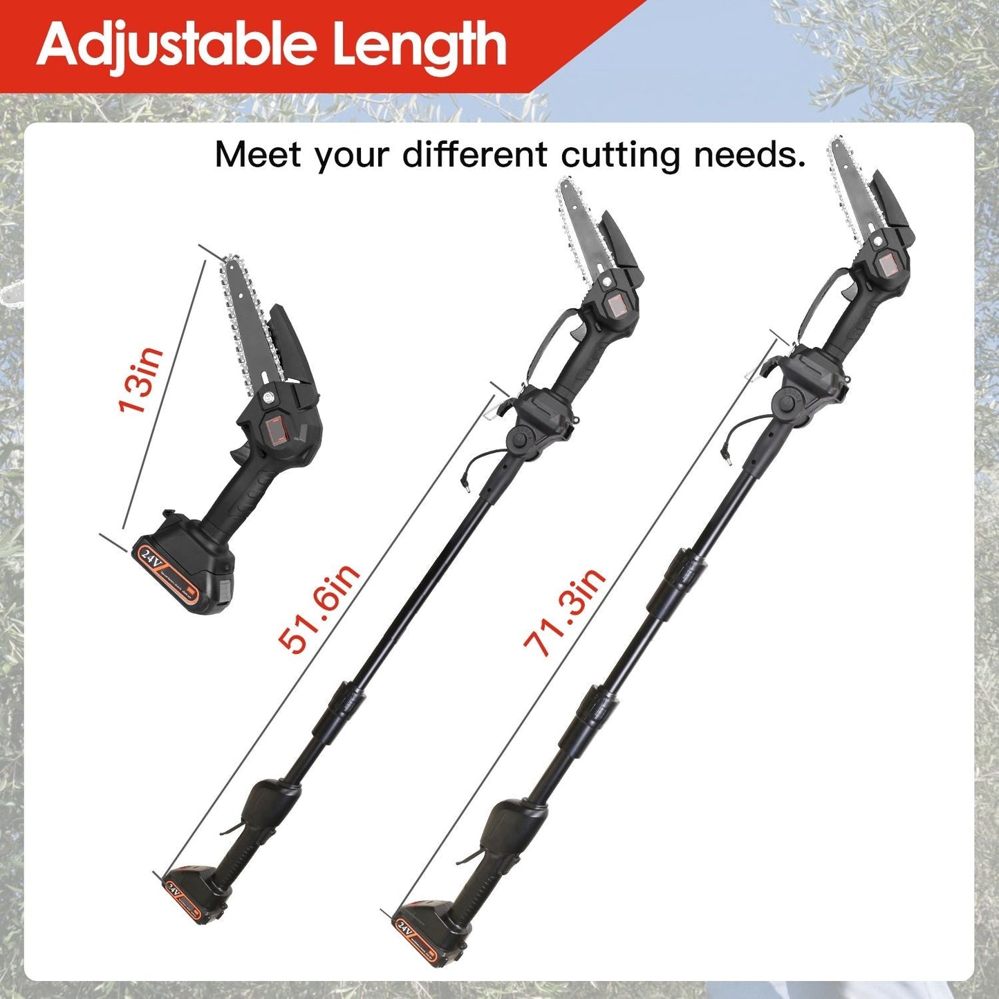2-in-1 Cordless Pole Saw & Mini Chainsaw Electric Mini Chainsaw Length