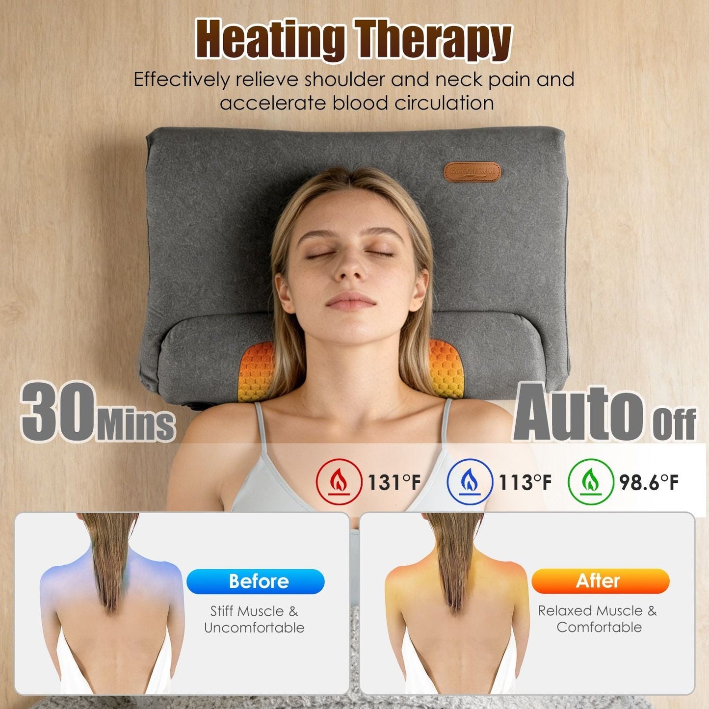 Neck Massager Pillow Ergonomic Massager Memory Foam Pillow with