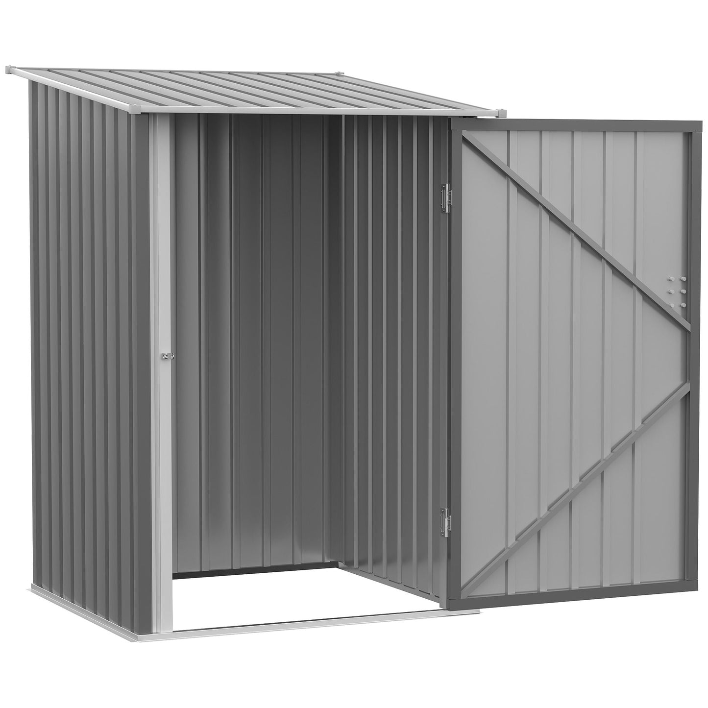 Lean-to Garden Storage Shed 3.3x3.4 ft Galvanized Steel with Lockable
