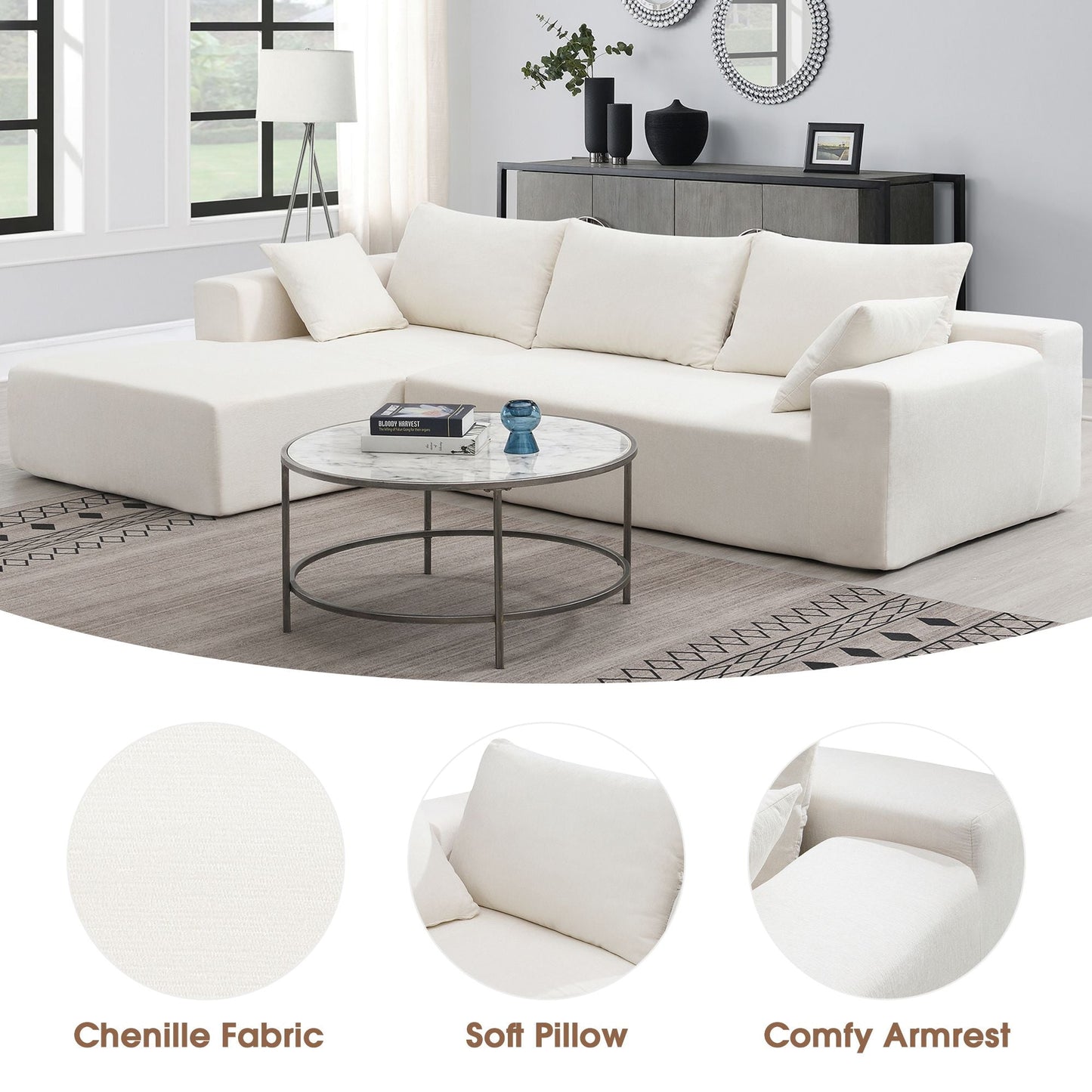 109*68" Modular Sectional Living Room Sofa Set, Modern Minimalist