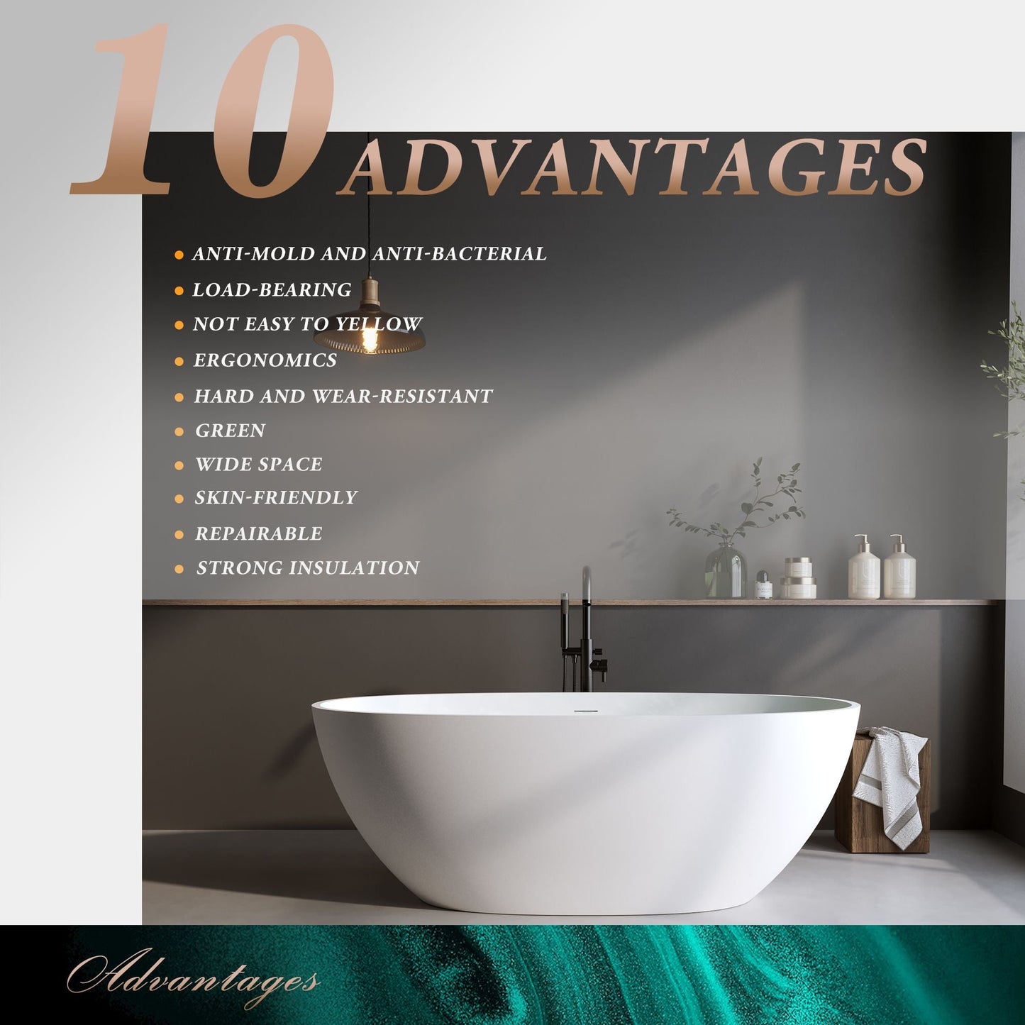 70.8″Solid Surface Matte Tub, Solid Surface Soaking Tub, Stone Resin