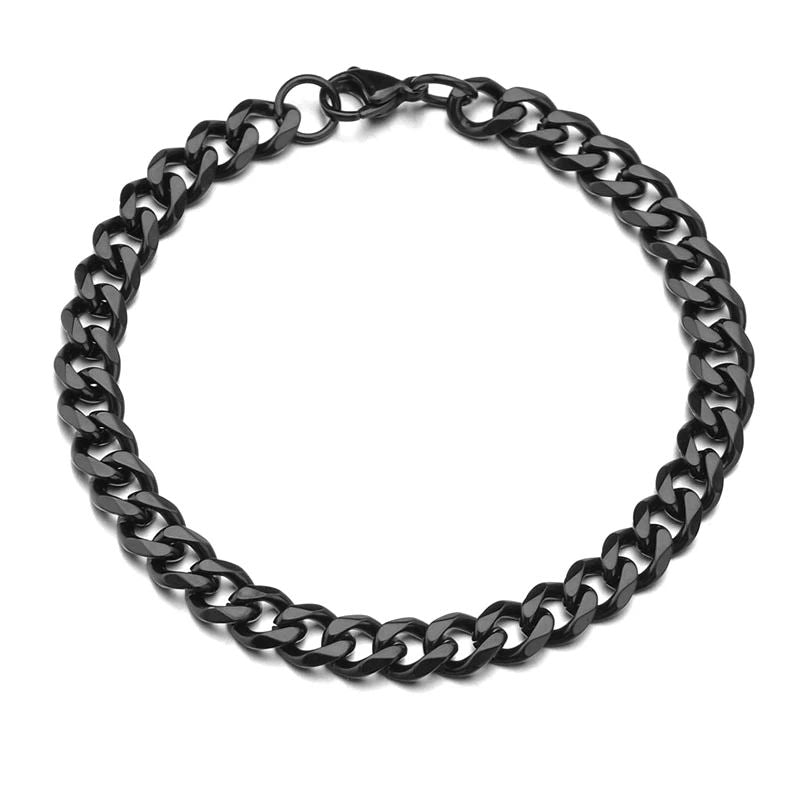 Trendy Cuban Chain Men Bracelet Classic Stainless Steel 7mm Width