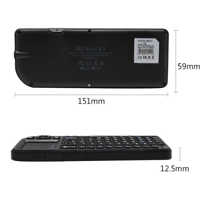 Rii  X1 2.4G Mini Wireless Keyboard with Touchpad Mouse, Lightweight