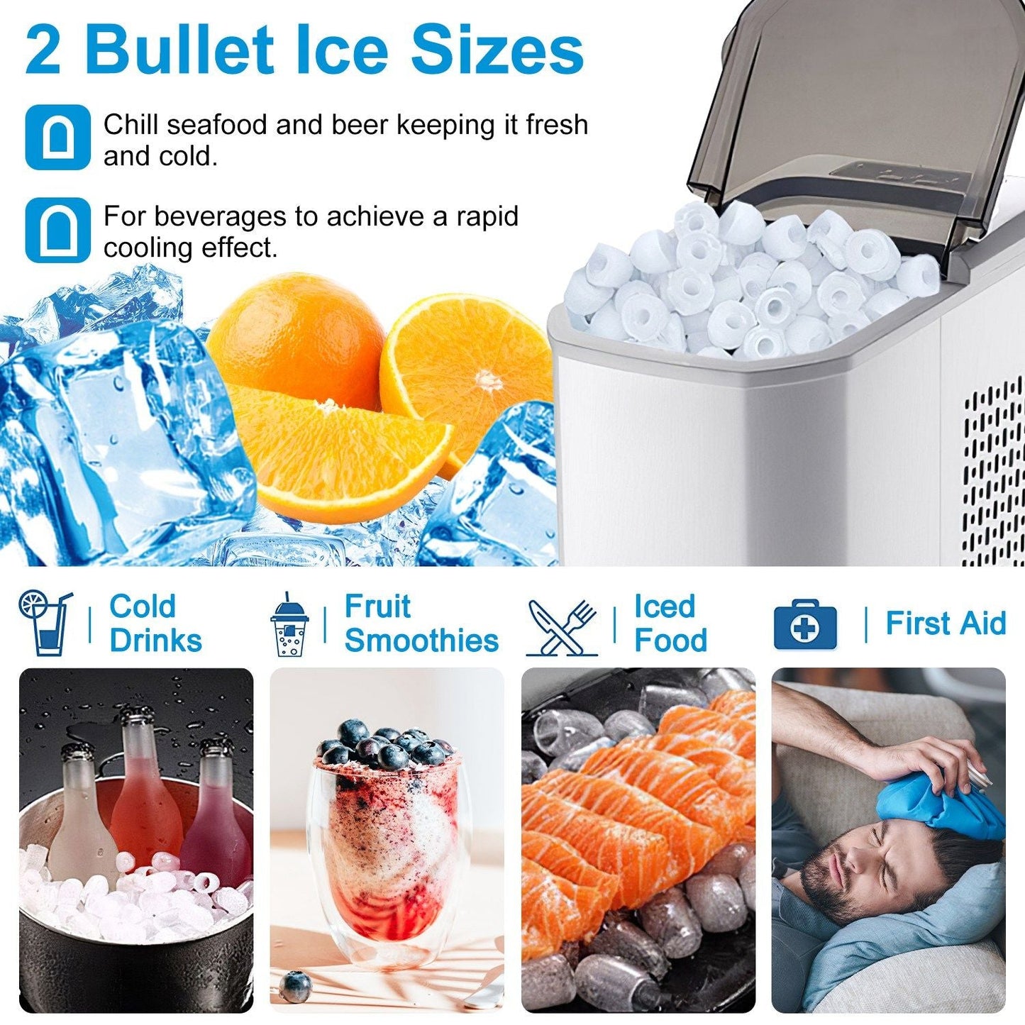 Electric Countertop Ice Maker with Ice Scoop Basket Self-cleaning Max