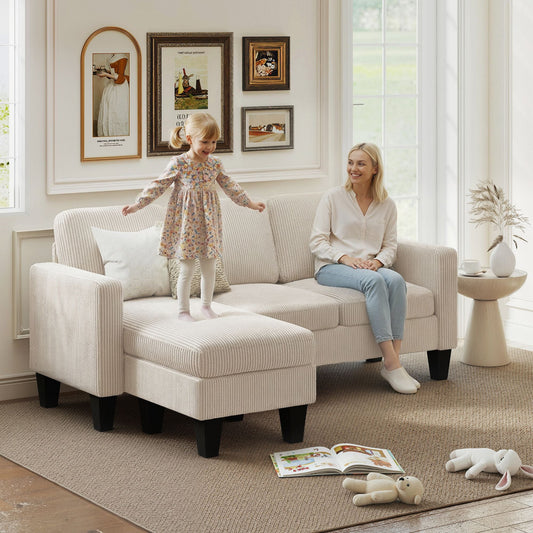 Sectional Sofa, L Shaped Couch, with Reversible Chaise or Ottoman,