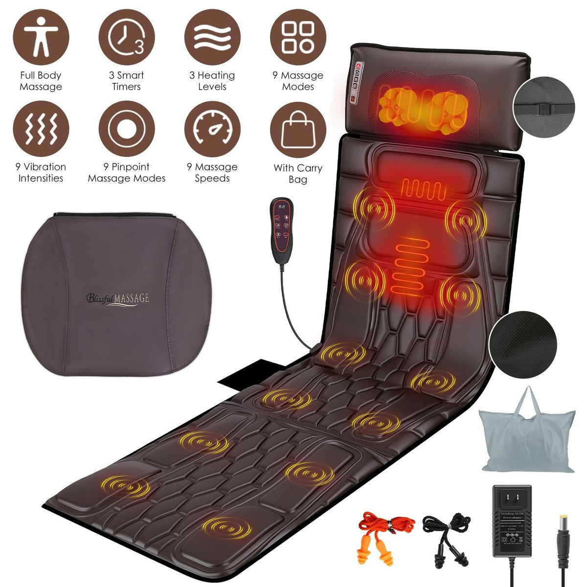 Flannel / PU Material Options - 1 Pc Full Body Massage Mat