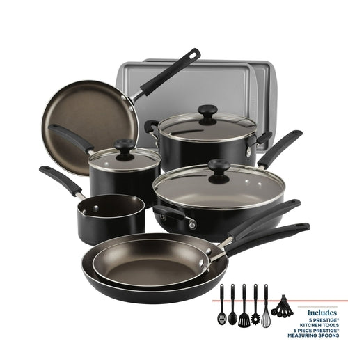 Easy Clean 22 Pcs Nonstick Cookware Set Includes Griddle Pan and