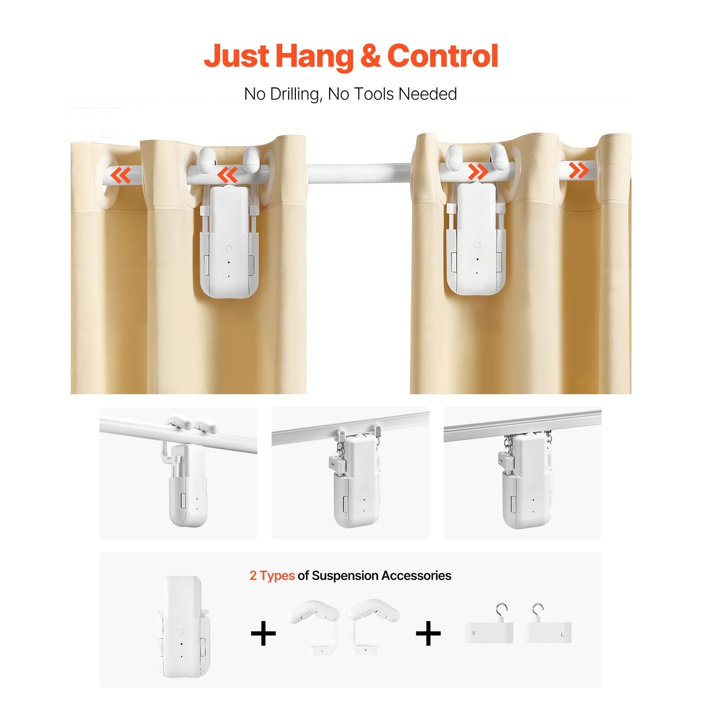 Automatic Curtain Opener, 2 Pack, APP and Remote Control, Hub